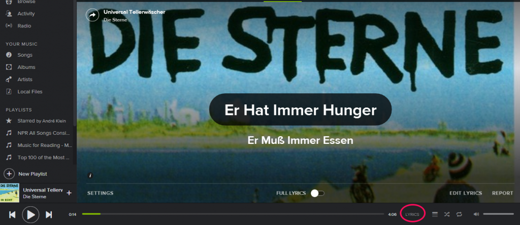 listening to "Universal Tellerwäscher" by "Die Sterne"