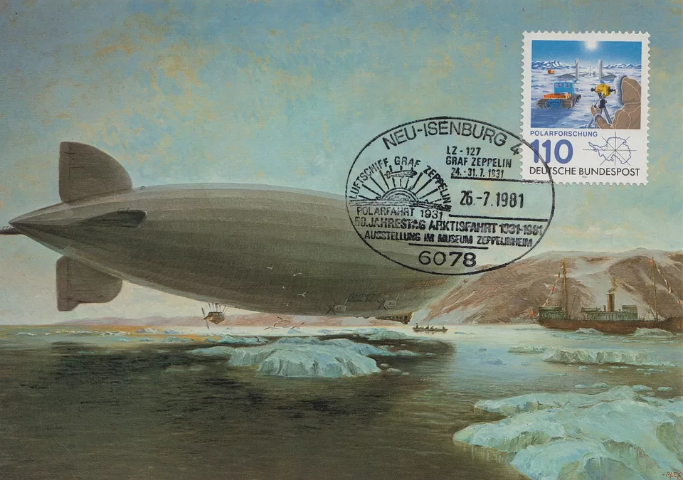zeppelin over the arctic, stamp